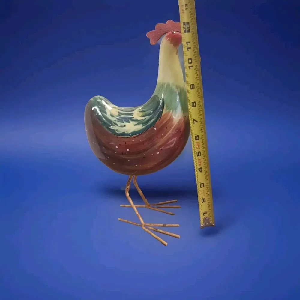 🐓Rocking Rooster Figurine w/Metal‎ Feet Bobble Body Farms Barn Decor 10